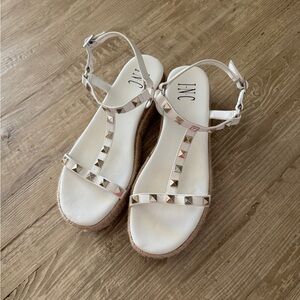 INC International Concepts Women's Cream Studded Sandals